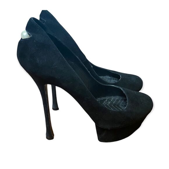𝅺NICHOLAS Kirkwood Black Suede Platform Heels - Picture 1 of 8